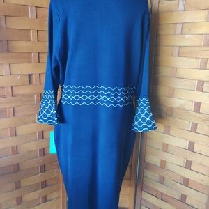 London Times Woman Dress bell sleeves Navy Dress size PLUS  Womens 2X